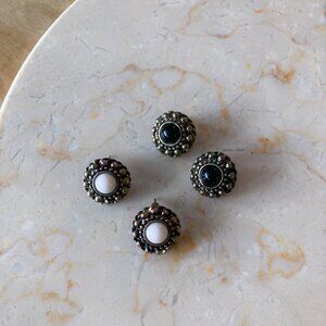 Set of Vintage-Inspired Beaded Edge Stud Earrings